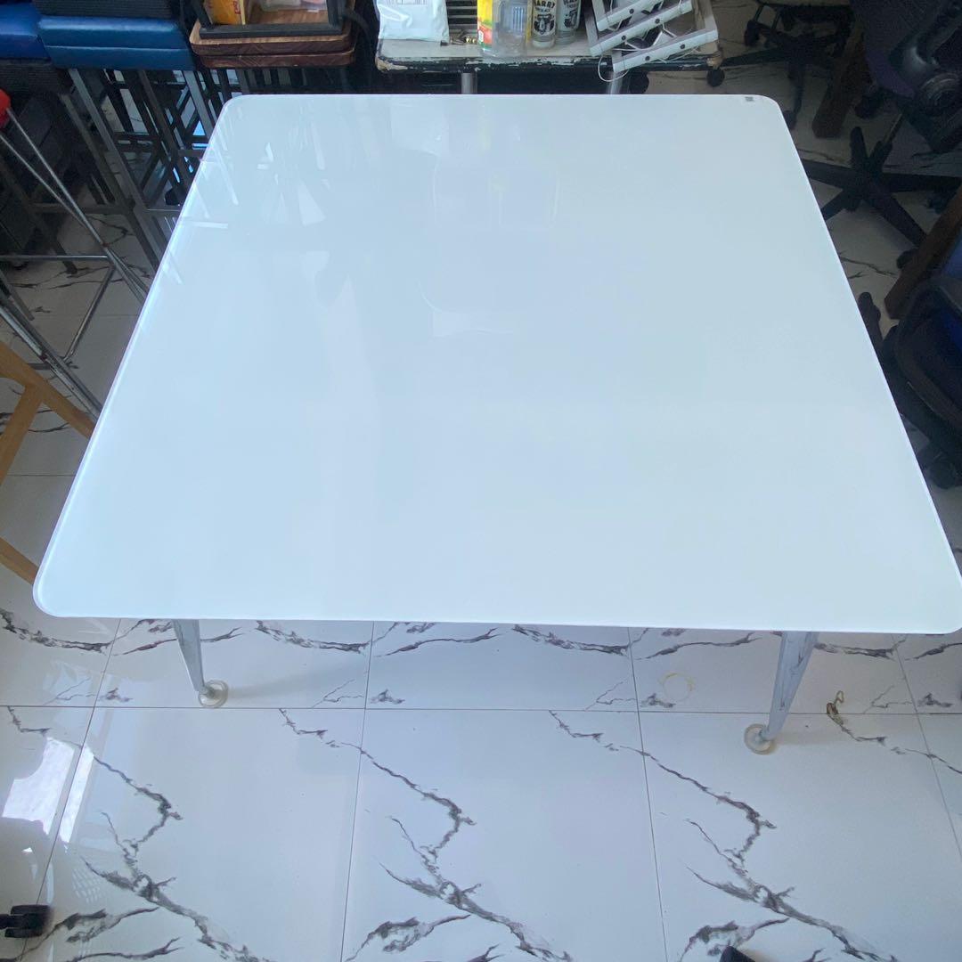Steelcase table (Category: Tables & Sets) located in Binan City. Submitted by rgmofficefurniture (Listing ID 1157550345, Image 1). Description: Table high quality brass plated stand 120cm height - 72cm 25k with 4 dining chairs slightly negotiable .