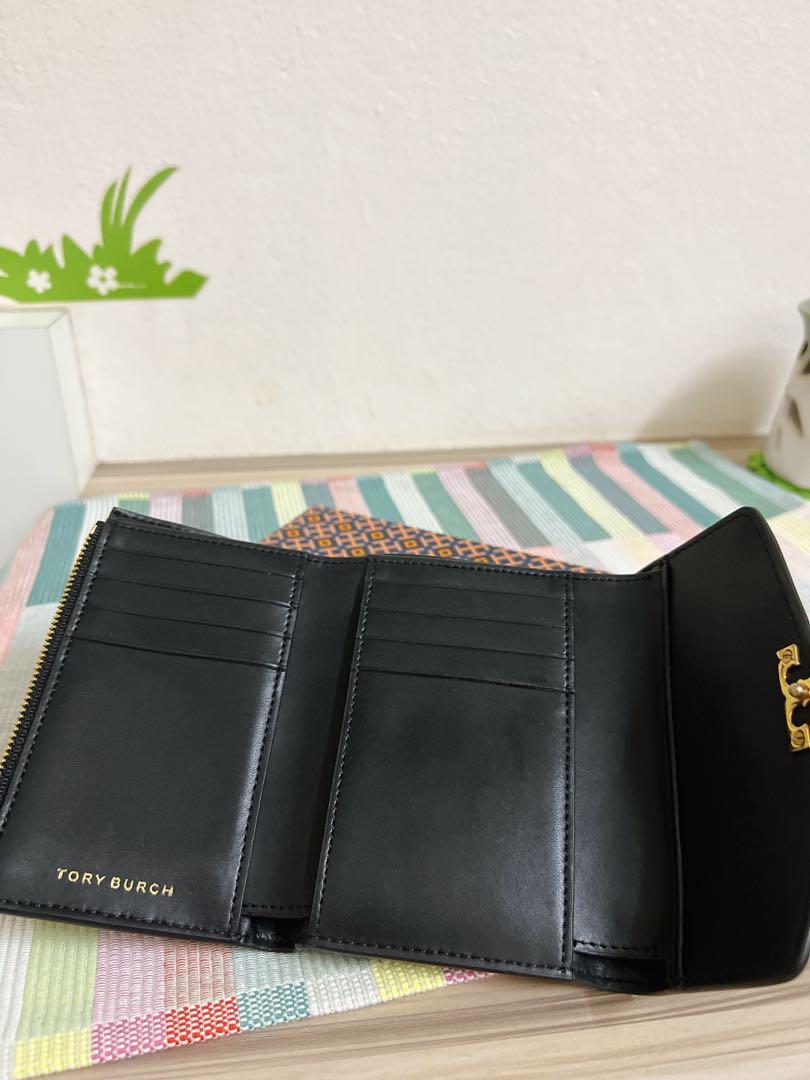 Tory Burch Kira Mixed-materials medium flap wallet, Luxury, Bags & Wallets  on Carousell