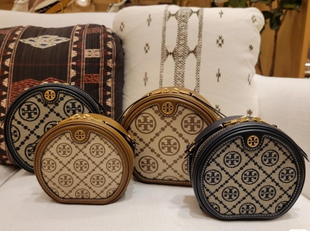 Tory Burch T monogram Jacquard moon circle bag handbag crossbody 圓形圓餅手袋,  名牌, 手袋及銀包- Carousell