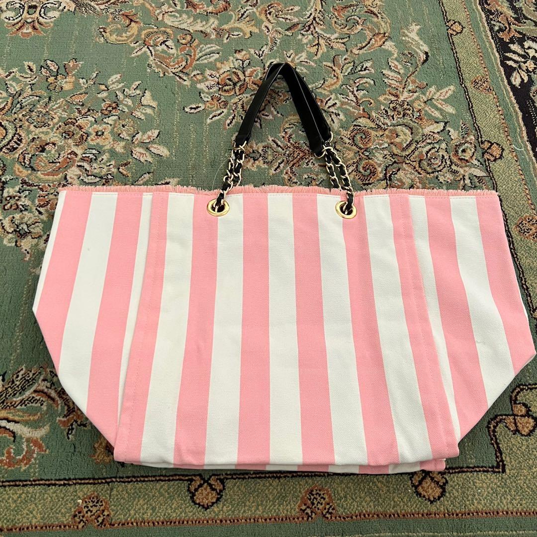 Victorias Secret Expandable Weekender Tote Bag Pink and Black Stripe   Amazonin Clothing  Accessories