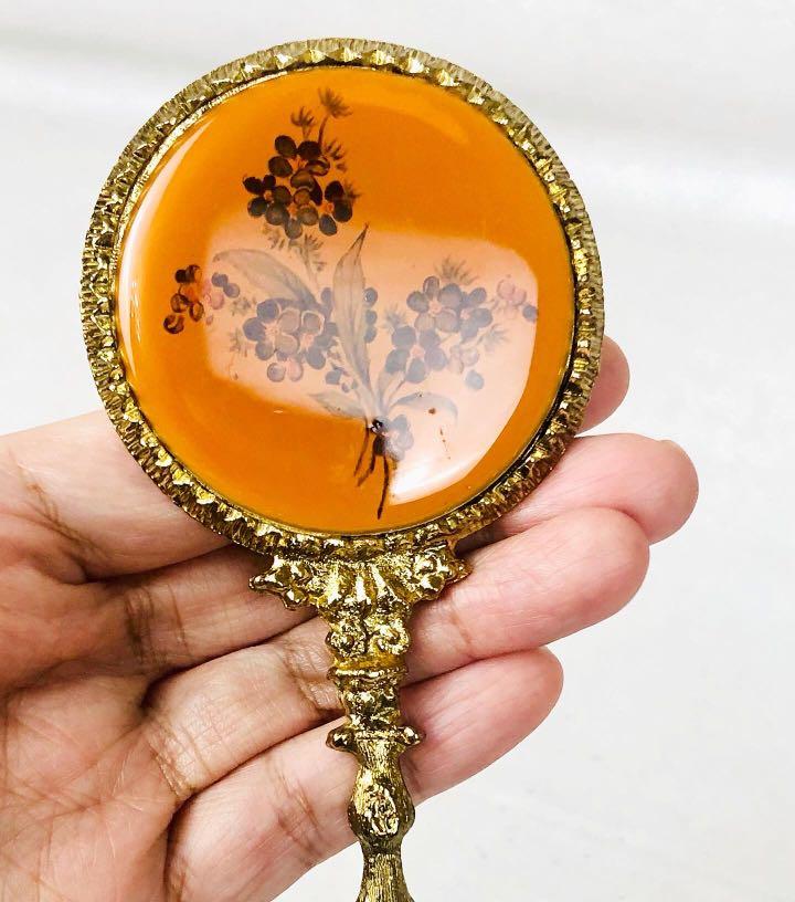 Vintage gold tone handheld mirror, Women's Fashion, Jewelry