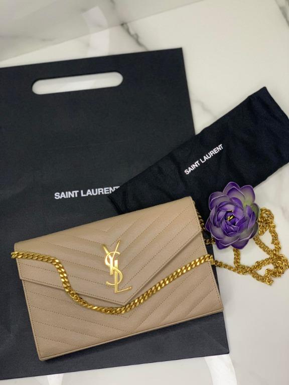 Ysl Envelope woc beige BN, Luxury, Bags & Wallets on Carousell