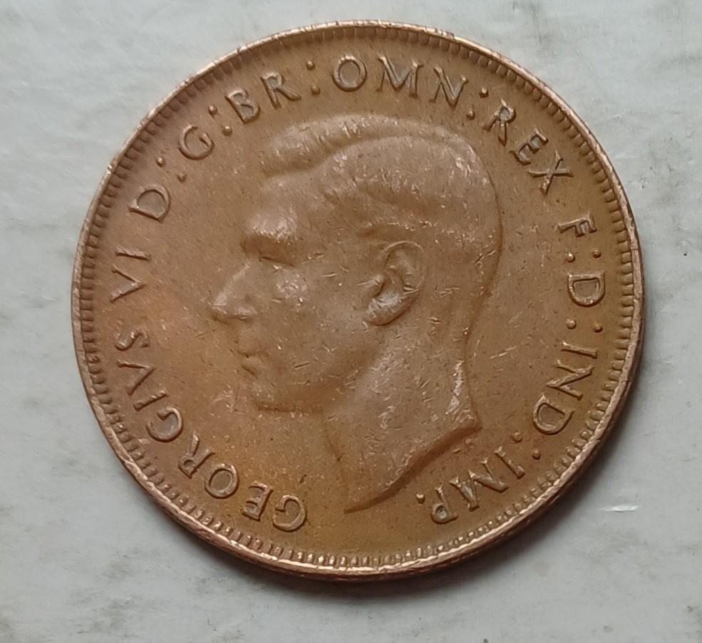 澳洲1945年1便士硬幣一枚（品相實物如圖，表面清洗過）, 興趣及遊戲, 收藏品及紀念品, 錢幣- Carousell