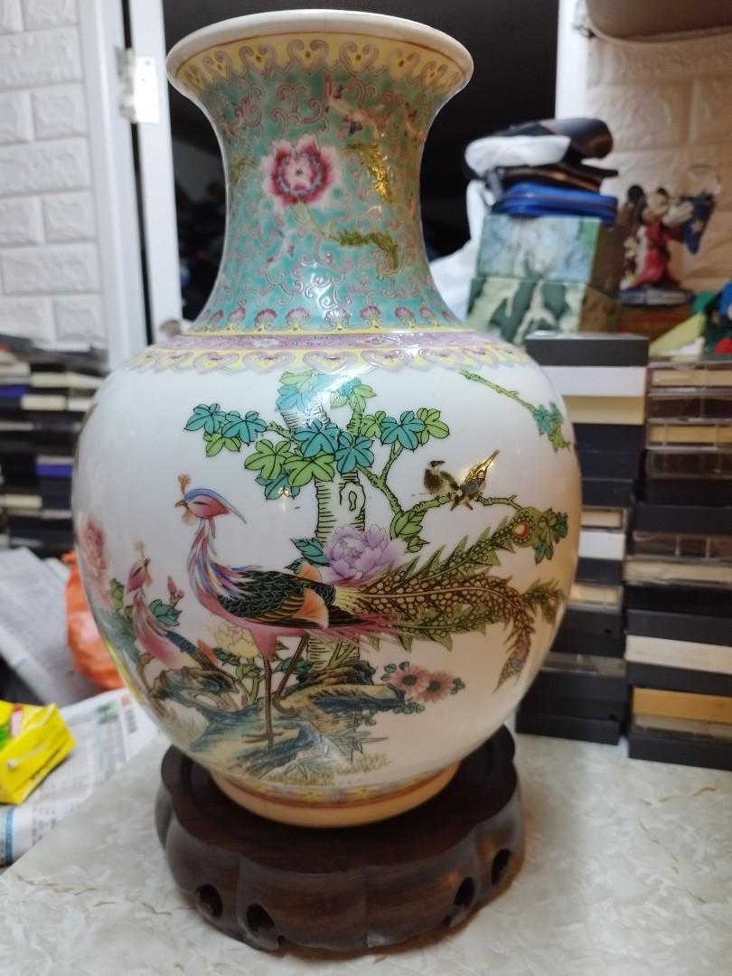 5 6 7中國景德鎮底款粉彩繪鳳來儀大花瓶, 興趣及遊戲, 收藏品及紀念品 