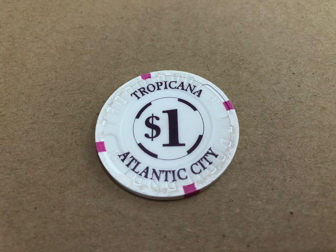 全球賭場絕版籌碼錢幣系列）美國Atlantic City 大西洋城TROPICANA 賭場1990年超罕有1 美元籌碼（經典美國 賭城經濟起飛年代開埠籌碼最強代表發行量低