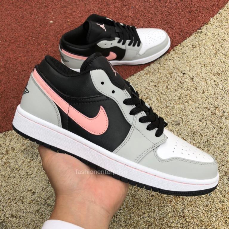 grey black and pink jordan 1