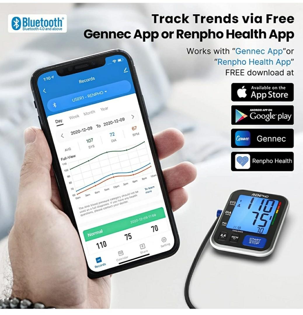 Bluetooth Blood Pressure Monitor, RENPHO Wireless Upper Arm BP Machine