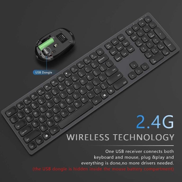 [BNIB] Jelly Comb IWGWJTZ01 ReChargeable Wireless Keyboard & Mouse Combo, 2.4GHz Full Size Low