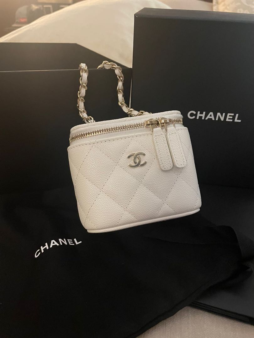 Chanel 22s mini vanity bag in white carviar GHW Women s Fashion