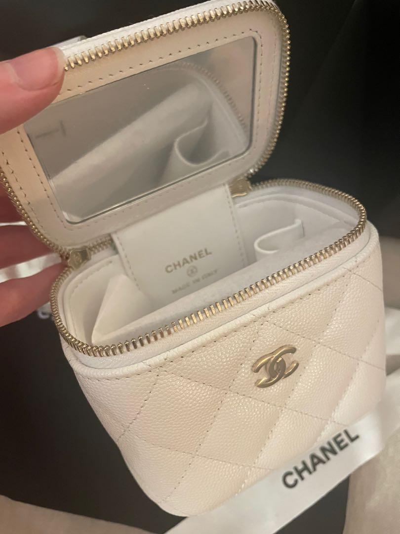 Chanel 22s mini vanity bag in white carviar, Women's Fashion, Bags
