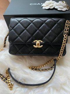 Chanel Mini Square Black Caviar Gold HW, Women's Fashion, Bags & Wallets,  Cross-body Bags on Carousell