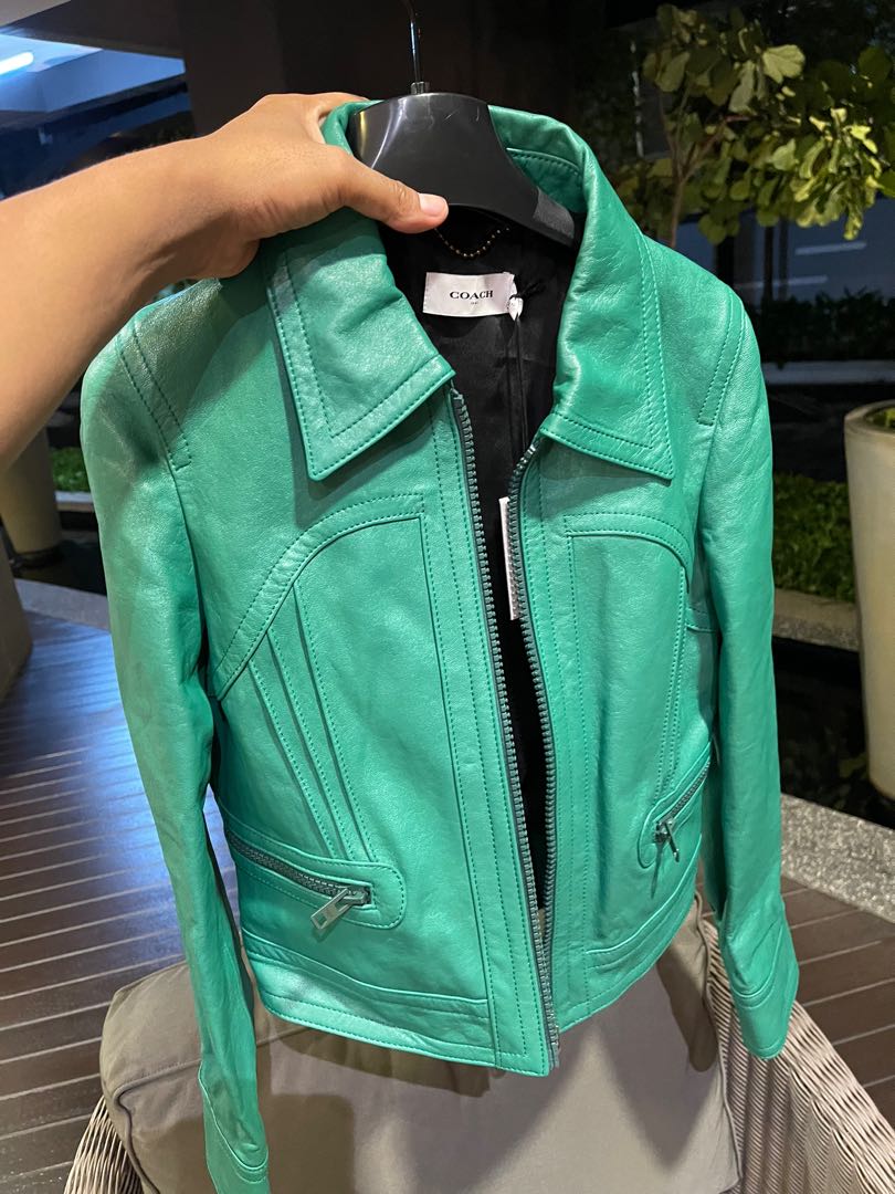 Coach leather jacket sale womens