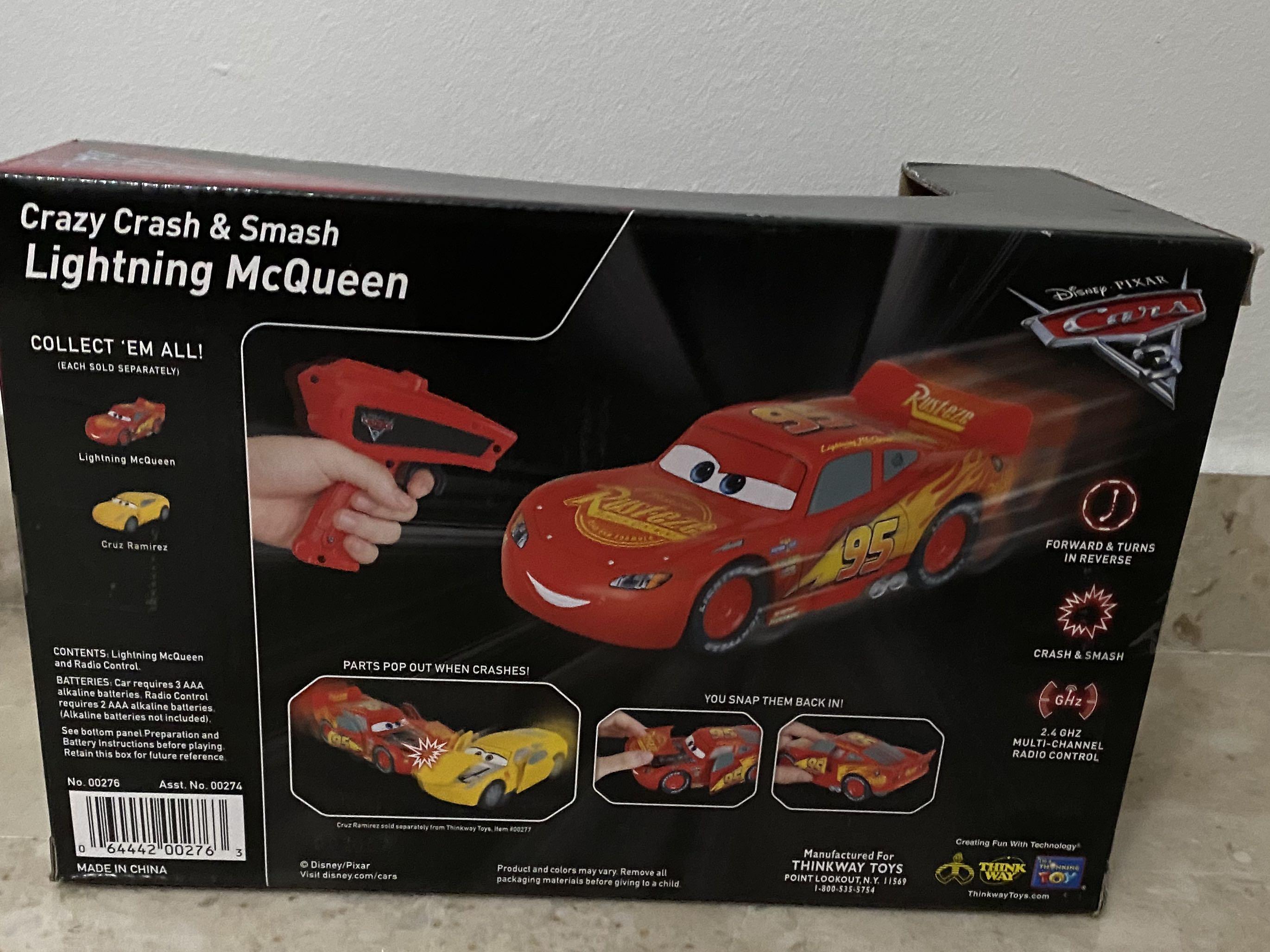 Cars 3 Lightning Mcqueen Crazy Crash And Smash Rc Car Thinkway Toys No  Remote