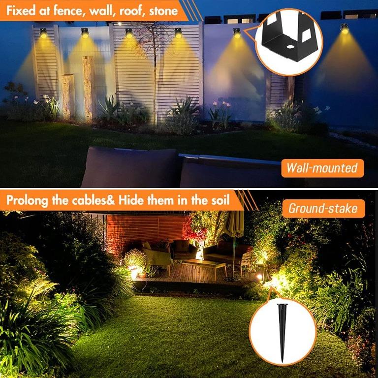 Ecowho Garden Lights Mains Bs Plug Extendable 6-Pack Outdoor Spotlights21M  Wire Metal Waterproof Led Uplighter Warm White SpikeWall Mounted For  Outside Path Tree(Replaced Fuse, Diy To 12 Lighting) [Energy Class A]  [4242],