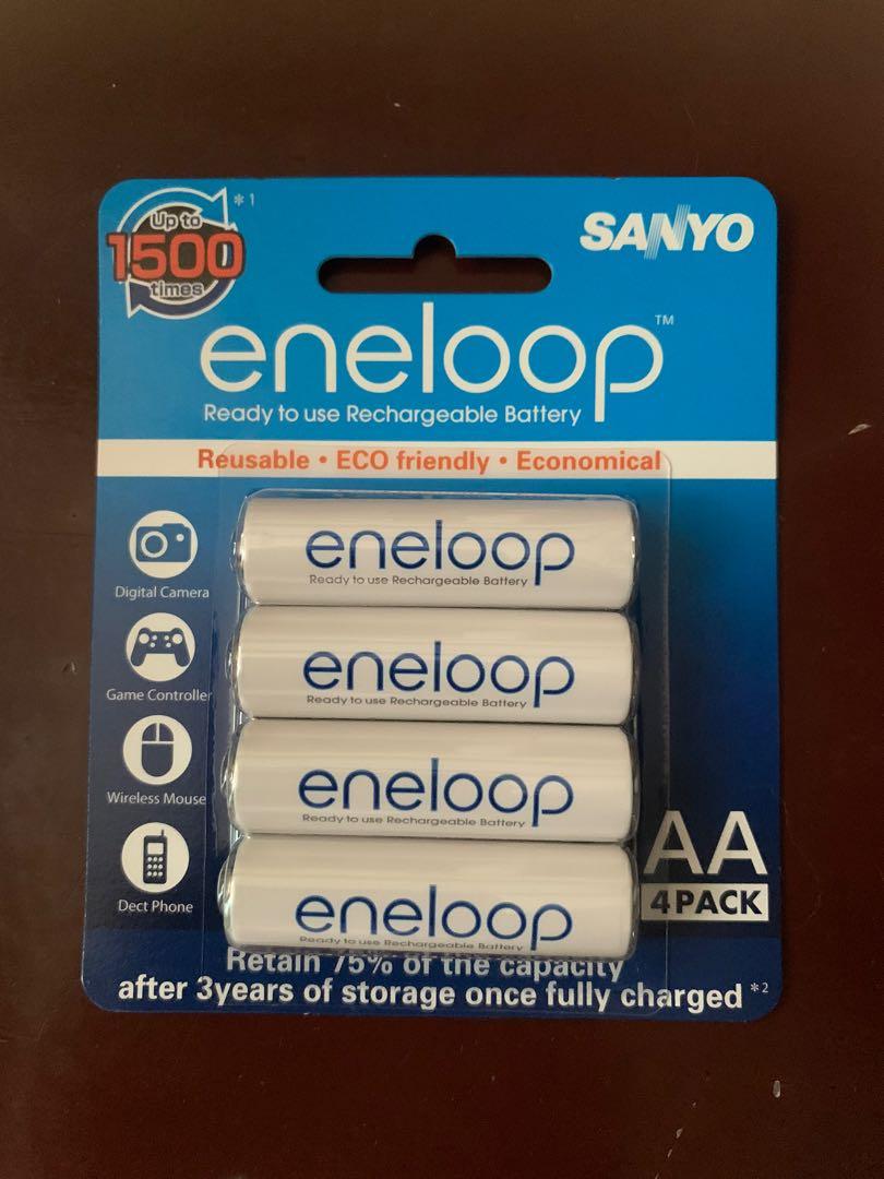 Original Sanyo Eneloop Rechargable Battery (Category: Batteries & Chargers) located in Quezon City. Submitted by eiagarxia (Listing ID 1157742150, Image 1). Description: Sanyo 4HR-3UTG-SEC 4xAA Eneloop 2000mAh Rechargeable Battery Brand new ORIGINAL Sealed Sanyo Eneloop 4HR-3UTG-SECP-BP White 4xAA Rechargeable Batteries Made in Japan.