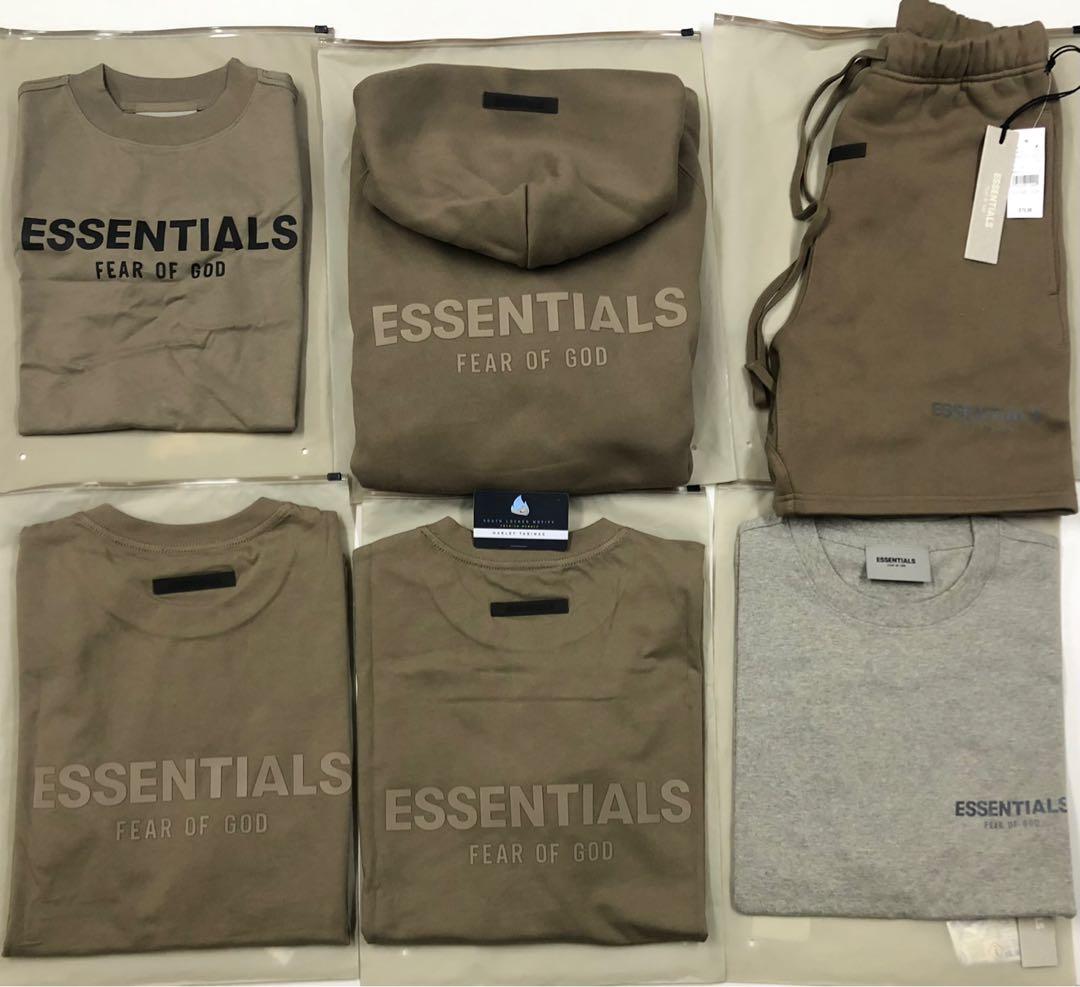 Fear of God Essentials (Category: Tshirts & Polo Shirts ) located in Malabon City. Submitted by htabinas (Listing ID 1157673774, Image 1). Description: WTS/SELLING/FOR SALE Fear of God Essentials FW21: •Harvest Hoodie Size XS 8000 •Harvest sweatshorts Size XXS 6000 •Harvest T-shirts Size S(2) 3800 SS21: •Taupe Tee Size L kids 3200 Core Collection: •Heather Oatmeal Size XS 3700.
