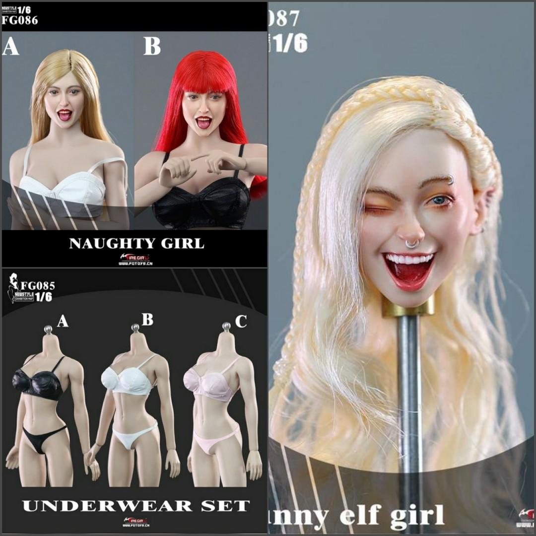 Fire Girl Toys 1/6 Scale FG085 Underwear Set FG086 Naughty Girl FG087 Funny  Elf Girl Lady Head