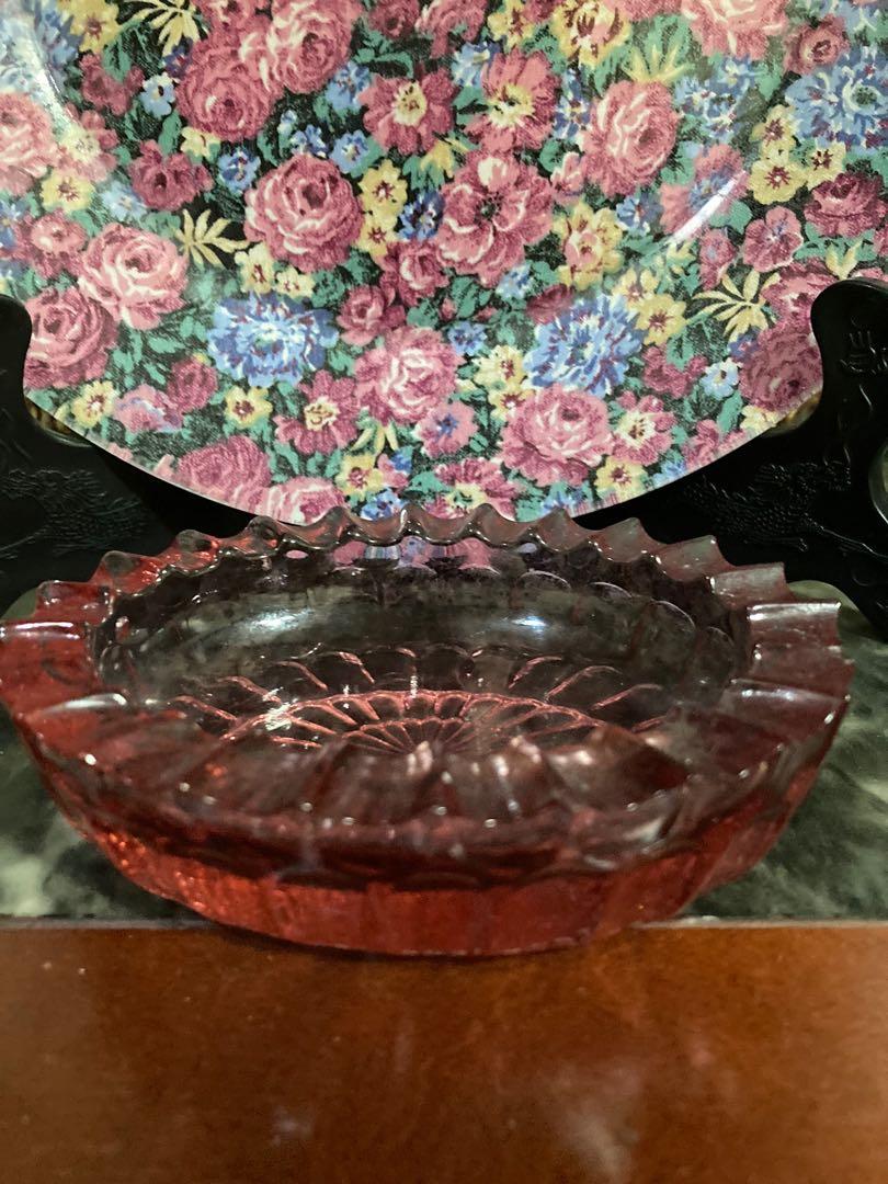 Floral deco plate and ashtray (Category: Other Home Decor) located in Mendez-Nunez. Submitted by BeYOUtifulStuffsGalore (Listing ID 1157783456, Image 2). Description: Preloved floral decorative plate, 9” in diameter, bundled with a pink ashtray. .