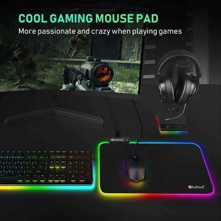 Gaming Mouse Mat with RGB Lighting, 7 LED Colours, 10 Lighting Modes, USB Gaming  Mouse Mat - 250 x 300mm, Computers & Tech, Parts & Accessories, Mouse & Mousepads  on Carousell