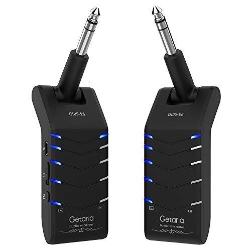 Getaria Wireless Guitar System 2.4GHz Guitar Transmitter Receiver With 5 Channels 1/4 1/8 Plugs For Electronic Guitar Bass Drum 