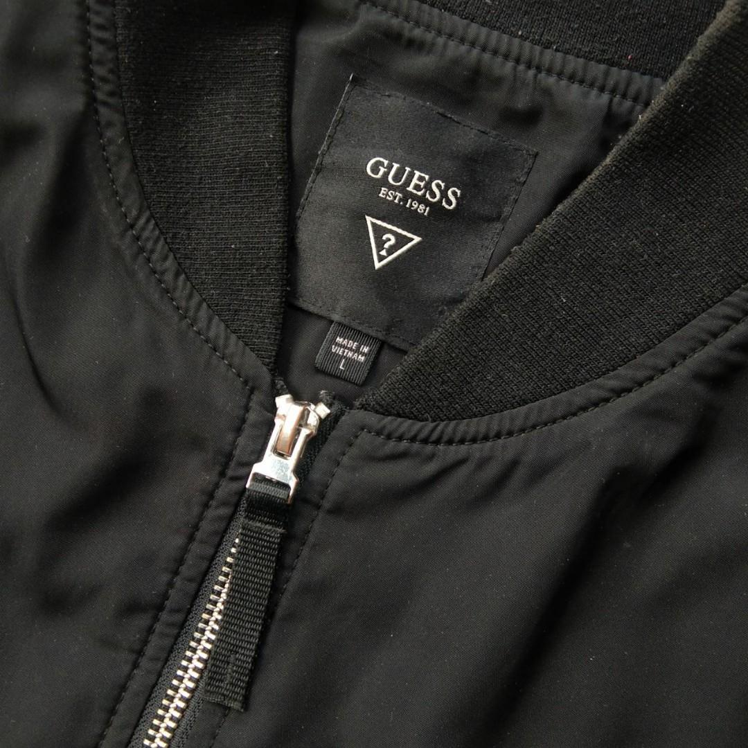 Guess Black Bomber Jacket Ma 1 Ma1 no Jaket Varsity Uniqlo Zara Bershka Pull Bear H M Alpha Industries Adidas Nike Dickies Champion Avirex Stussy