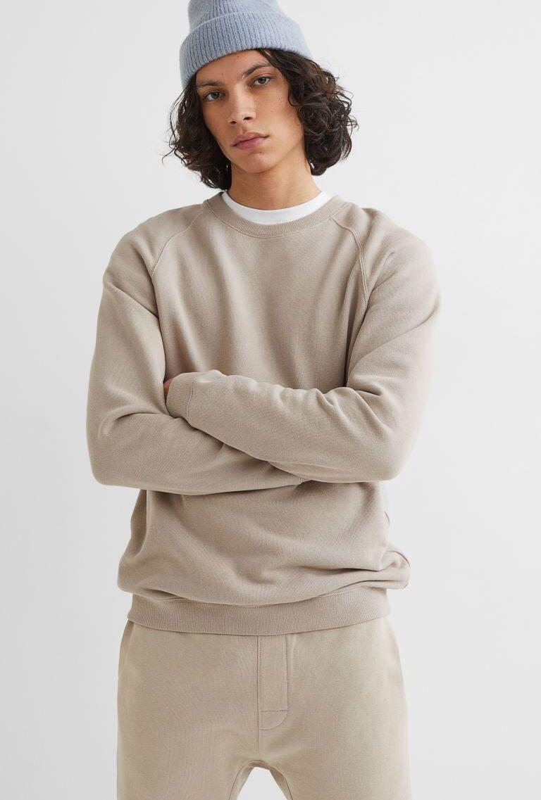 H&M Regular Fit Sweatshirt BEIGE, Men's Fashion, Muslim Wear, Tops