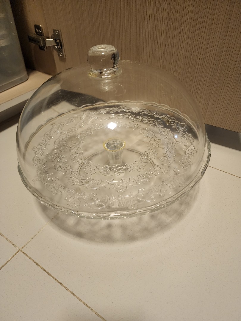 Ikea Serving stand with lid, clear glass29 cm, Furniture & Home Living