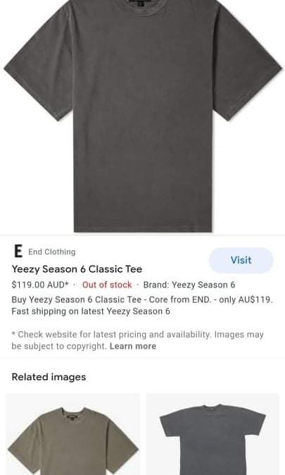 Kanye West season 6 Yeezy classic tee 