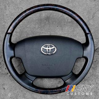 LC200 land cruiser stock steering wheel with horn button wood with leather