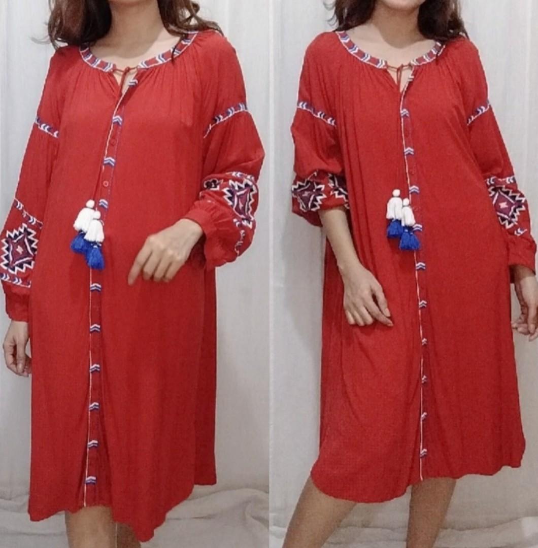Loft long Puff Sleeve midi, Women's Fashion, Dresses & Sets, Dresses on