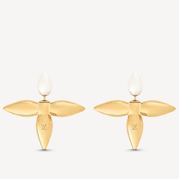 Louis Vuitton Louisette Macro Earrings Gold/White