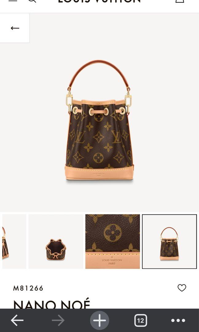 REDUCED)BNIB Louis Vuitton Nano Noe Bag , Women's Fashion, Bags