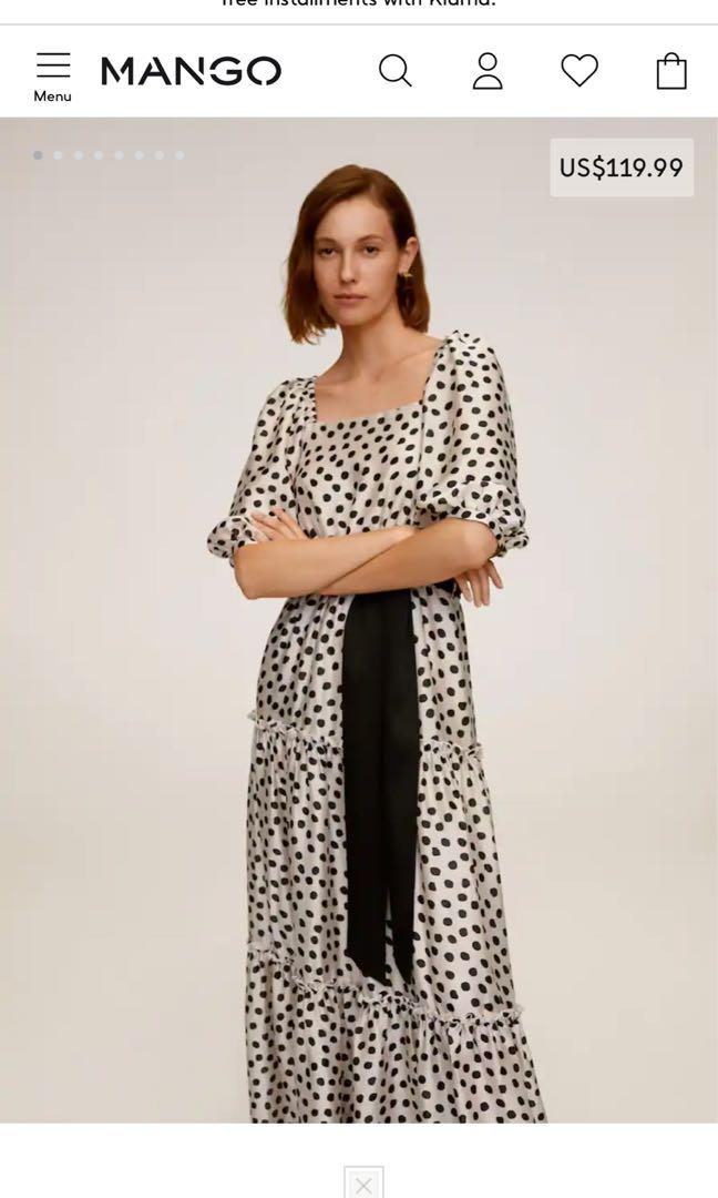 Mango polka top dot belt dress