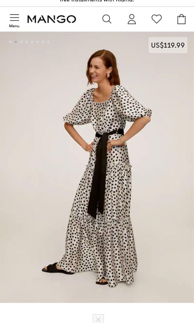 Mango polka top dot belt dress