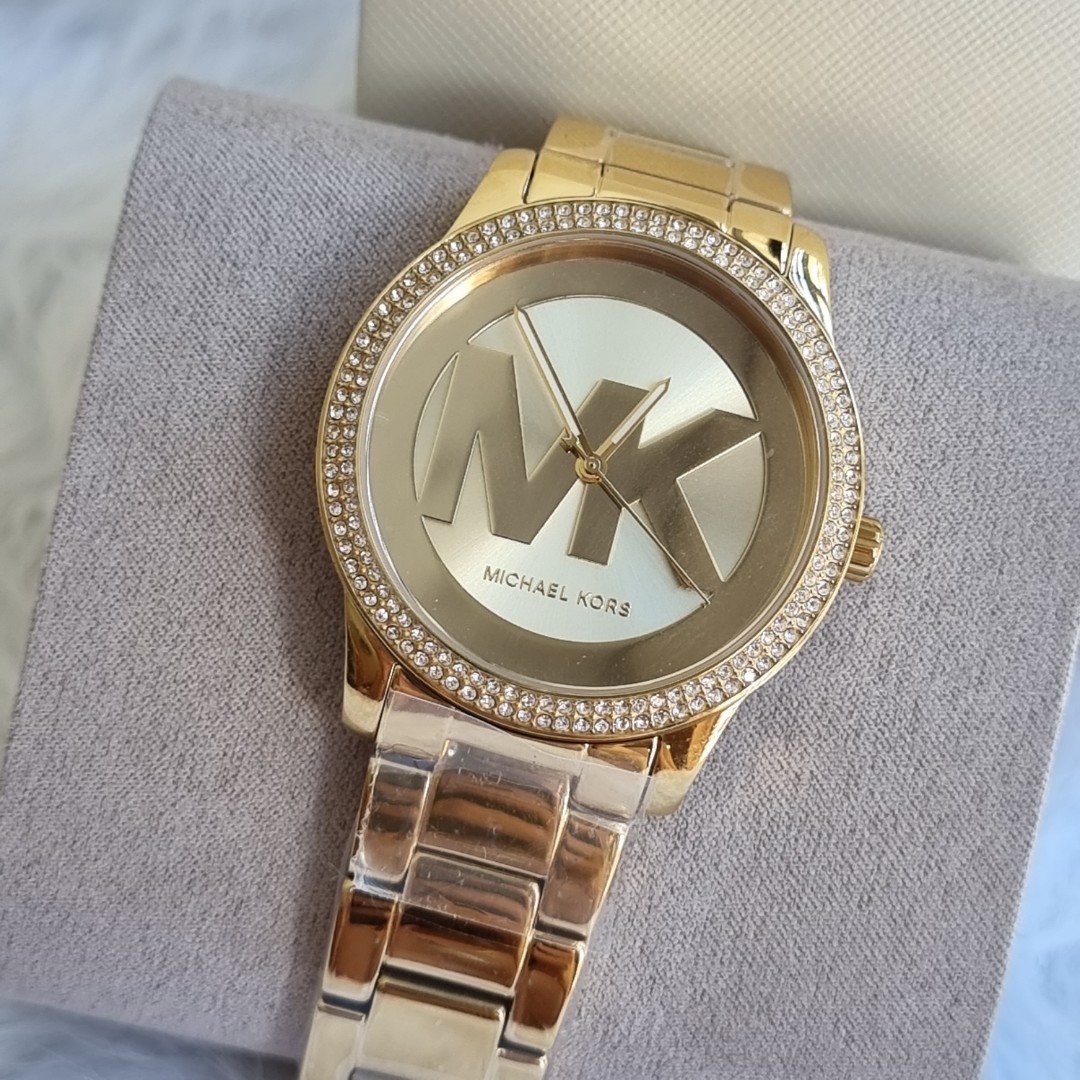 Michael Kors Women's Tibby Three-Hand Gold-Tone Stainless Steel Watch ...