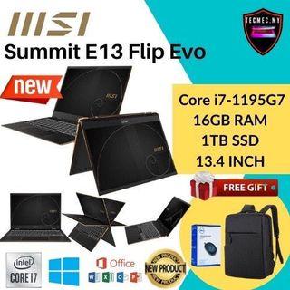 MSI Summit E13 Flip Evo 13.4" INTEL Core i7-1195G7 16GB LPDDR4 RAM 1TB PCIE NVME Gen4X4 SSD Intel® Iris® Xe