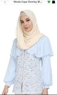 Nicole Cape Overlay Blouse - Light Blue