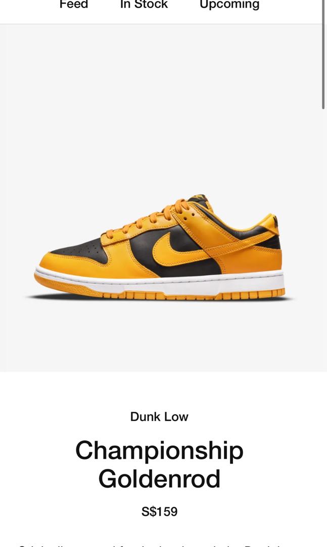 Nike Dunk Low Championship Goldenrod, Men's Fashion, Footwear ...