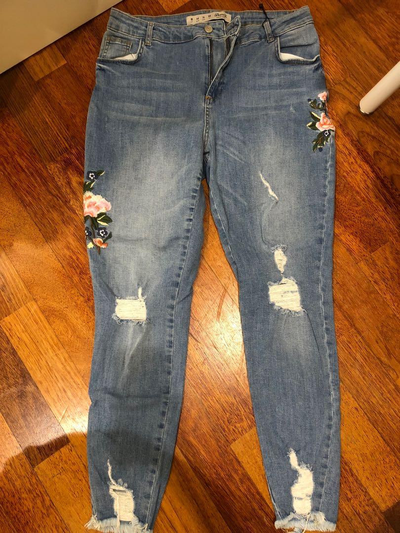 Primark UK Skinny Floral Ripped jeans 