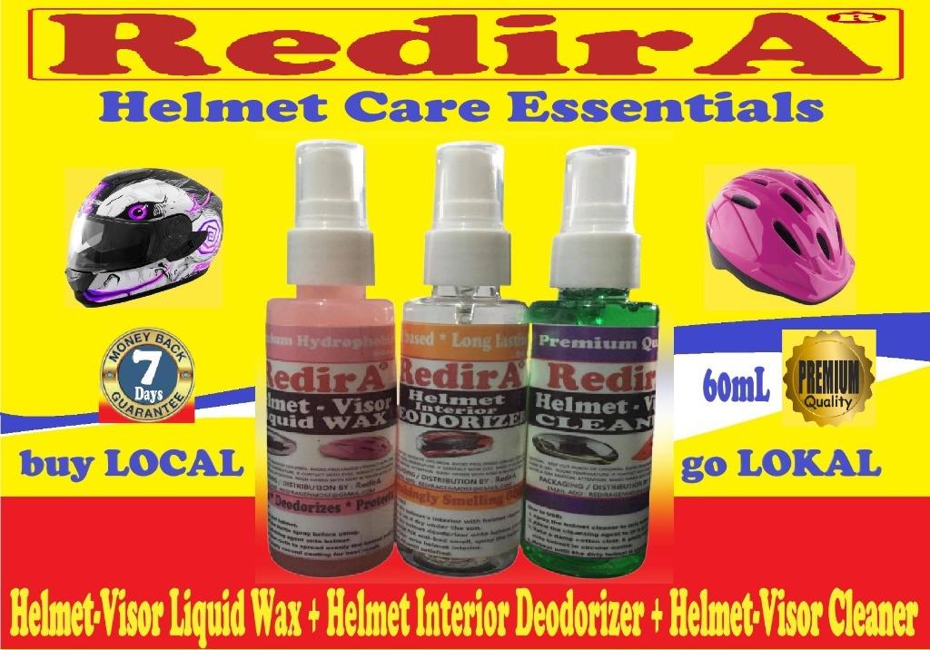 RedirA Helmet Care Essentials (Helmet Cleaner + Helmet Deodorizer + Helmet Wax), Sports