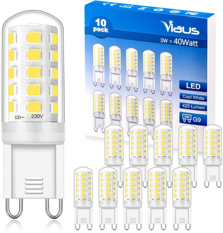 Cool White 6000K No Flicker Non Dimmable AC 220-240V 350LM Energy Saving G9 Light Bulb 3.5W Equivalent to 40W 35W 33W 28W Halogen Bulbs 360°Beam Angle 6 Pack for Home Lighting G9 Led Bulbs