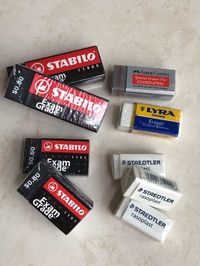 Soft white erasers Staedtler Lyra and Exam grade eraser specially