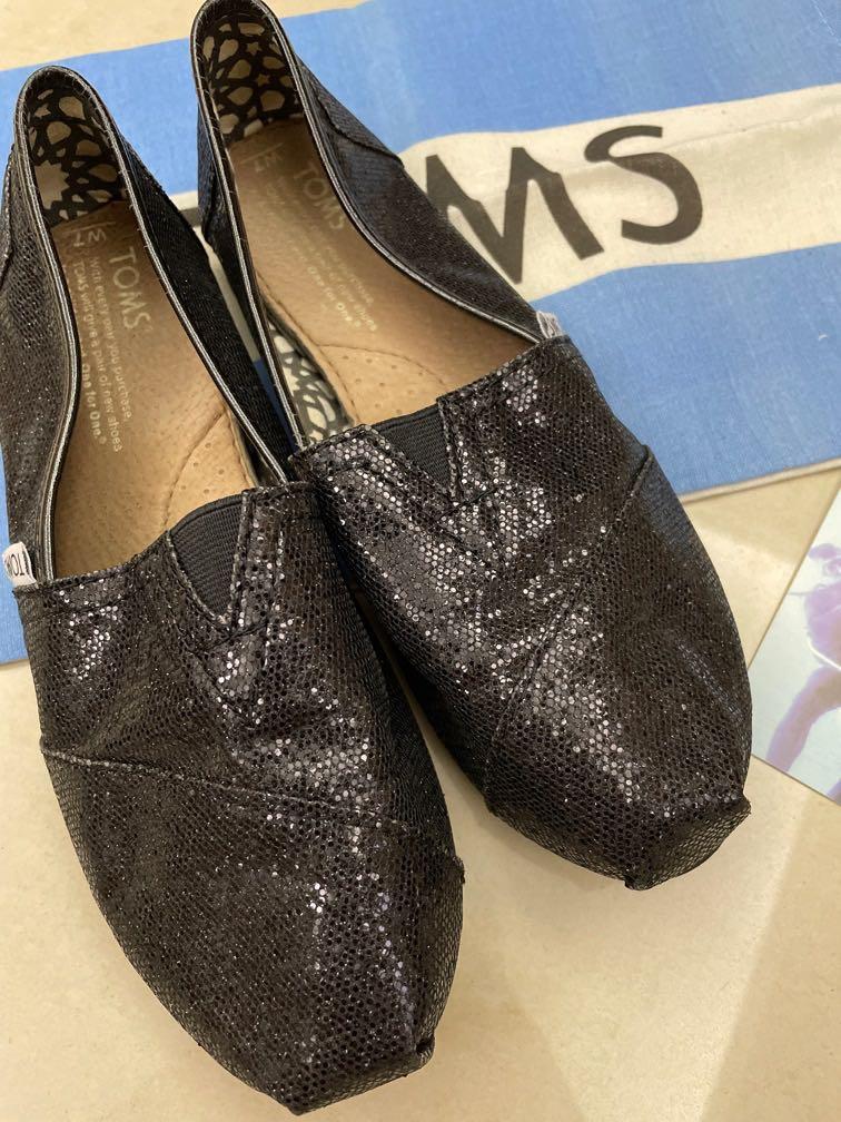 Sparkly Black Slip On Canvas Shoes for Women - A&A Shoes