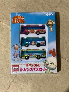 TOMY TOMICA Brand EXCLUSIVE Limited Edition DISNEY'S Chicken Little Set of 3 Die-Cast Metal Toy Bus Boxed