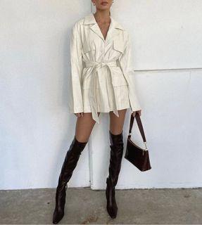 White leather dress with belt
