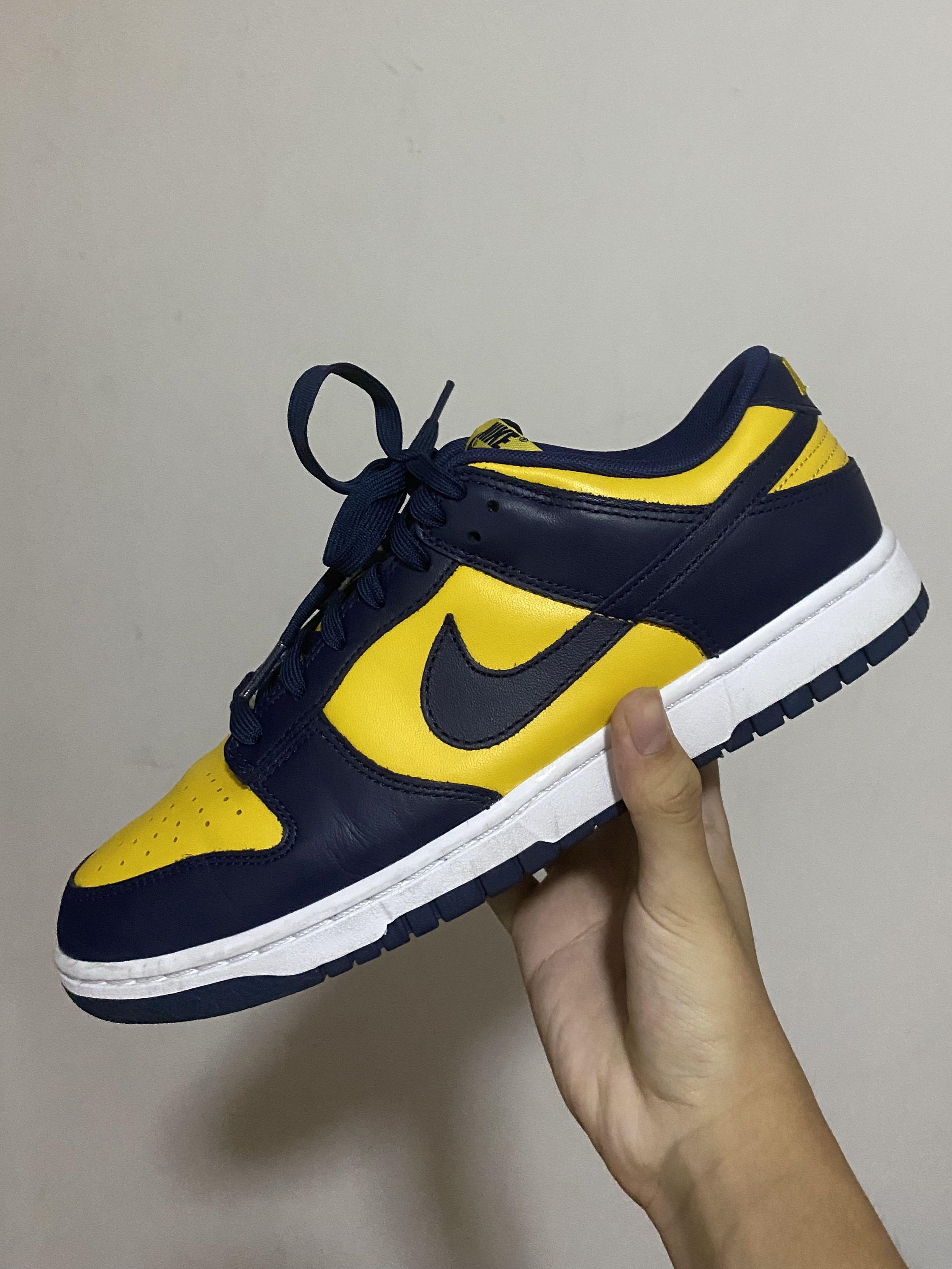 yellow and navy dunks
