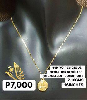 14K YELLOW GOLD RELIGIOUS MEDALLION NECKLACE!