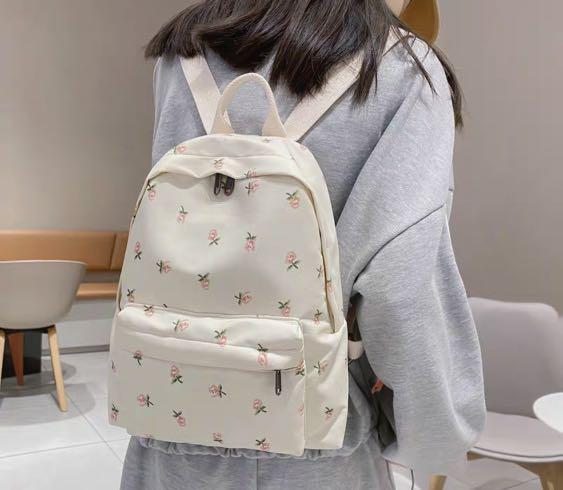 1866 tumblr basic ulzzang white floral mini flowers aesthetic small mini backpack school haversack bag