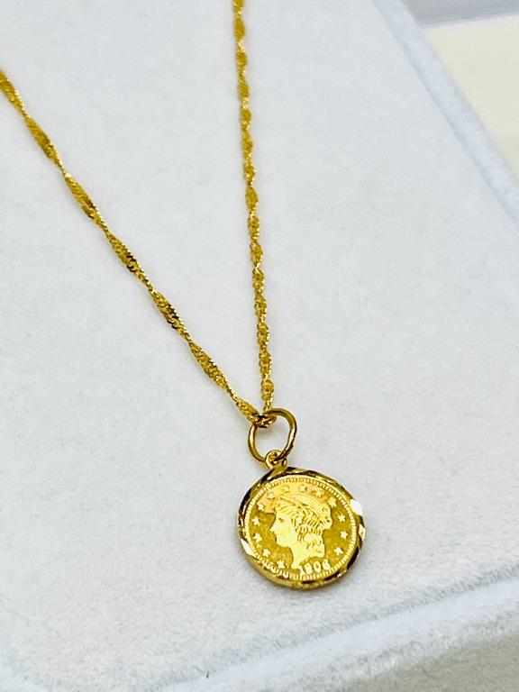 Gold coin necklace pendant hotsell