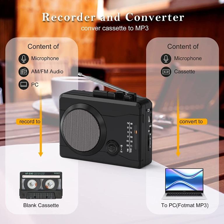  DigitNowCassette Tape To CD Converter Via USB,Portable Cassette  Player Capture Audio Music Compatible With Laptop and Personal Computer,  Convert Walkman Tape To MP3 Format : Electronics